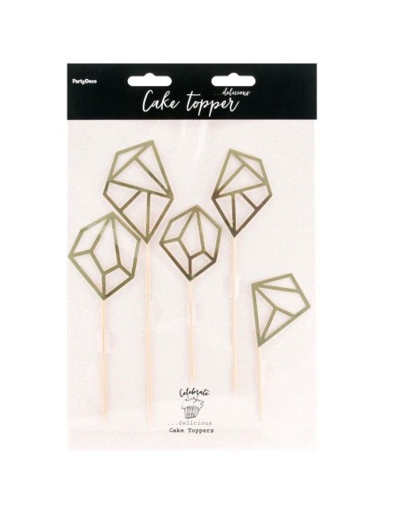 TOPPERS GEMAS GEOMÉTRICAS DORADAS - PARTYDECO 