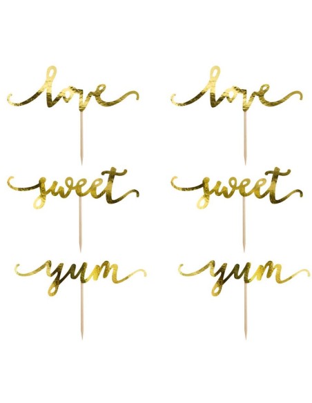 TOPPERS LOVE PARA CUPCAKES ORO SET/6 - PARTYDECO 