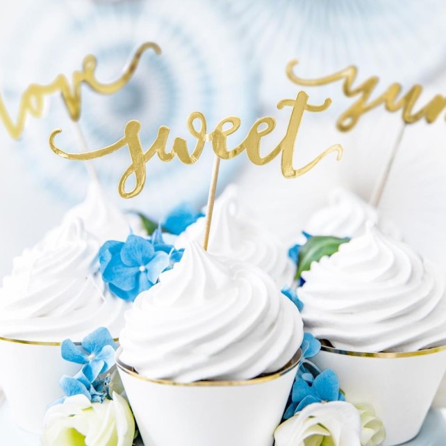 TOPPERS LOVE PARA CUPCAKES ORO SET/6 - PARTYDECO 