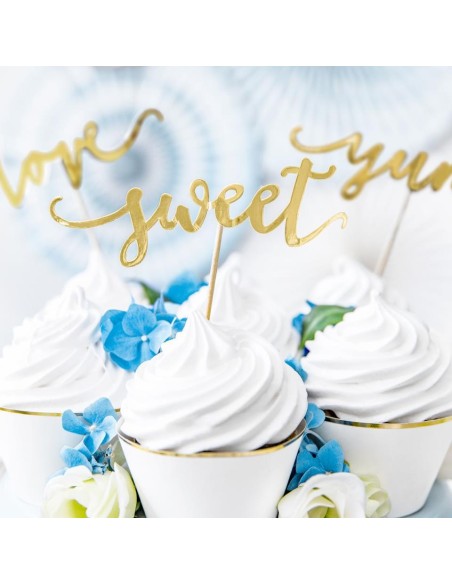 TOPPERS LOVE PARA CUPCAKES ORO SET/6 - PARTYDECO 