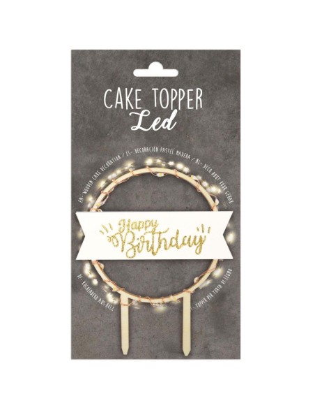 TOPPER LED HAPPY BIRTHDAY DORADO - SCRAPCOOKING 