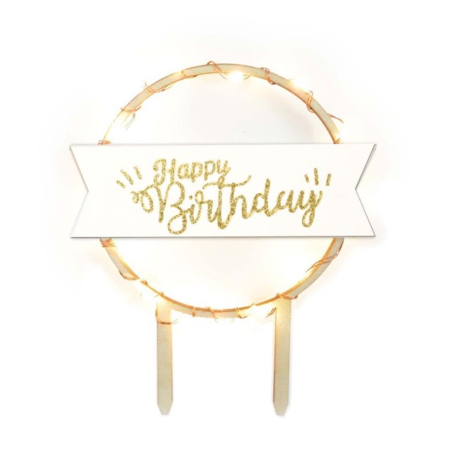 TOPPER LED HAPPY BIRTHDAY DORADO - SCRAPCOOKING 