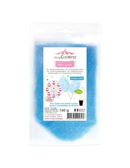 AZÚCAR ALGODÓN AZUL SABOR COLA 160G - SCRAPCOOKING