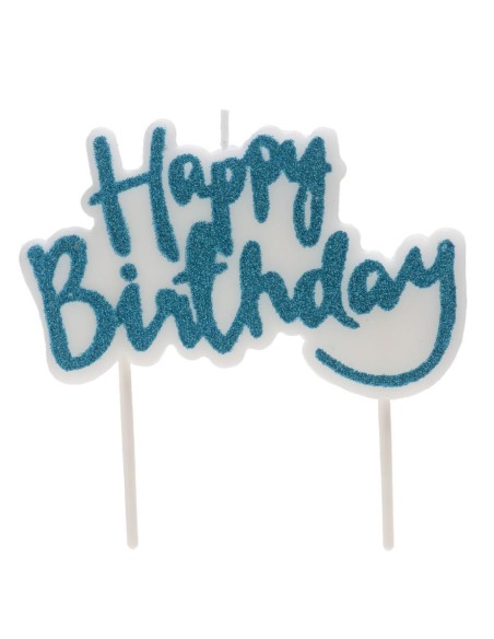 VELA PURPURINA AZUL  HAPPY BIRTHDAY  - DEKORA
