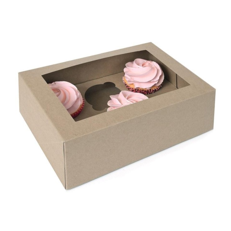 CAJA PARA 6 CUPCAKES KRAFT 2UD - HOUSE OF MARIE