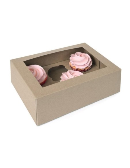 CAJA PARA 6 CUPCAKES KRAFT 2UD - HOUSE OF MARIE