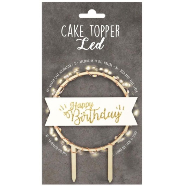 TOPPER LED HAPPY BIRTHDAY DORADO - SCRAPCOOKING