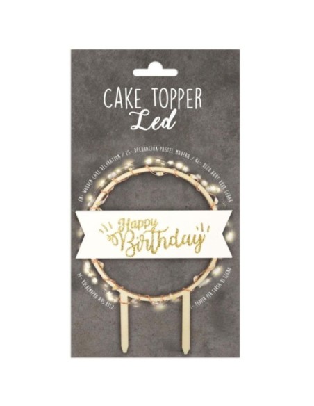 TOPPER LED HAPPY BIRTHDAY DORADO - SCRAPCOOKING