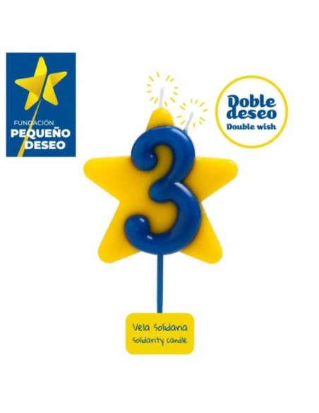 VELA SOLIDARIA DOBLE DESEO NÚMERO 3 - DEKORA