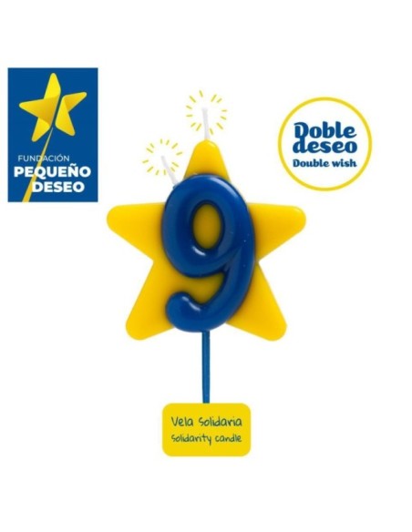 VELA SOLIDARIA DOBLE DESEO NÚMERO 9 - DEKORA