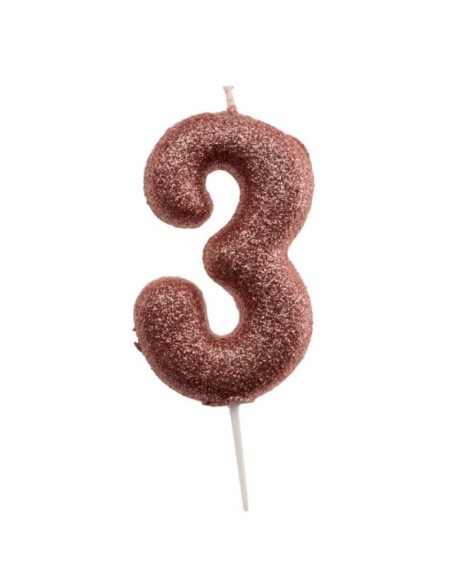 VELA PURPURINA ORO ROSA NÚMERO 3 - DEKORA