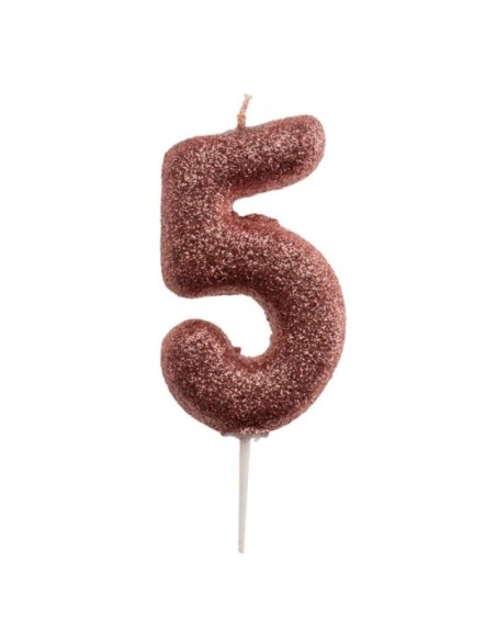 VELA PURPURINA ORO ROSA NÚMERO 5 - DEKORA